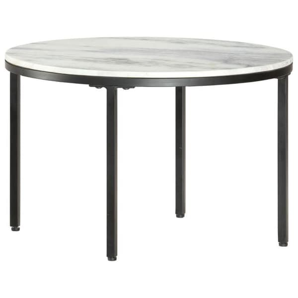 Maison Exclusive - Sofabord Hvid og sort Ø65 cm Ægte marmor Vit och svart
