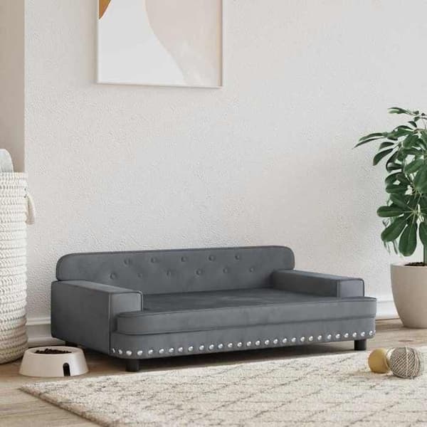 Maison Exclusive - Tummanharmaa koiranpeti 90x53x30 cm samettia mörkgrå