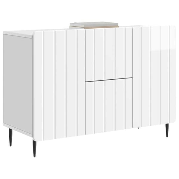 Maison Exclusive - Buffé Vit glänsande 89 x 34,5 x 62 cm Ingenjörsträ Strålande vit