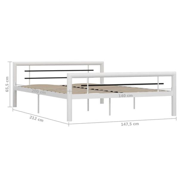 Maison Exclusive - Sengestel i hvid/sort metal 140 x 200 cm