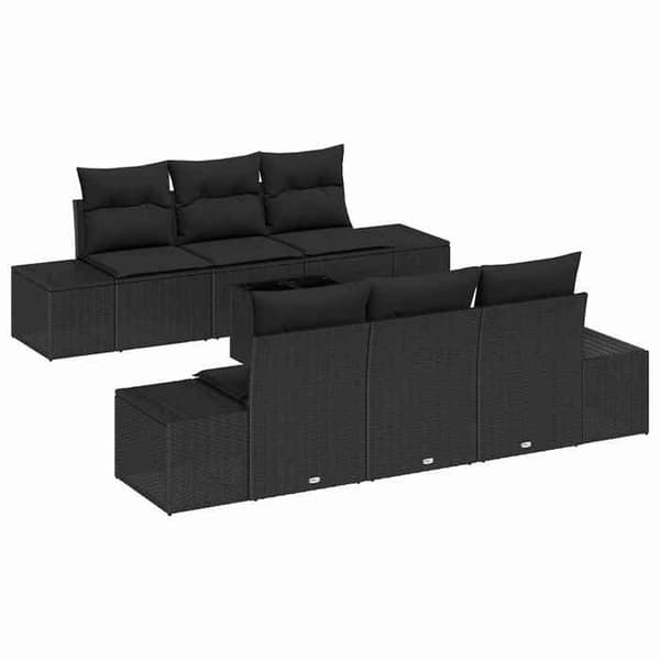 Maison Exclusive - 8 osan puutarhakalustesetti, musta polyrottinki
