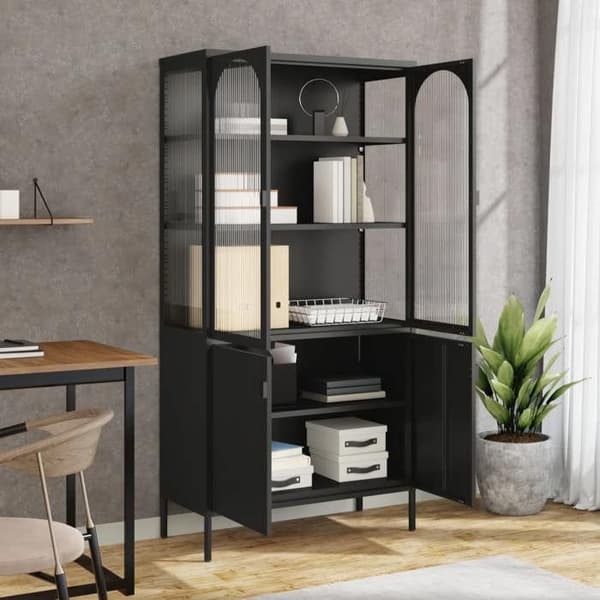 Maison Exclusive - Sort høj buffet 90x40x180 cm glas og stål