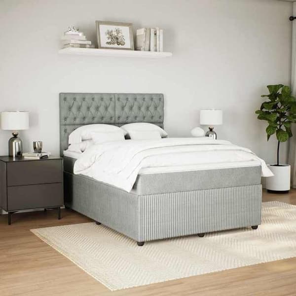 Maison Exclusive - Seng solid bund med socker og madras Grå 160x200cm Velour