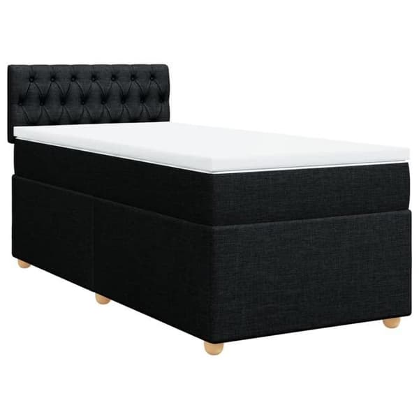 Maison Exclusive - Sengebund med lameller og madras Sort 100x200 cm Stof