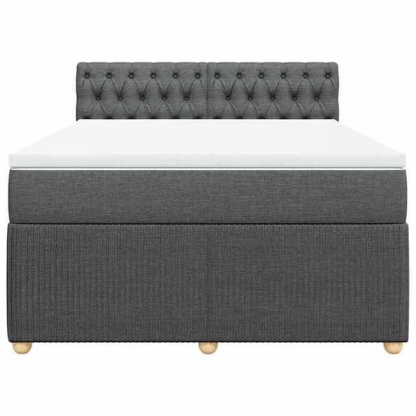 Maison Exclusive - Seng med lameller og madras Mørkegrå 160x200cm Stof