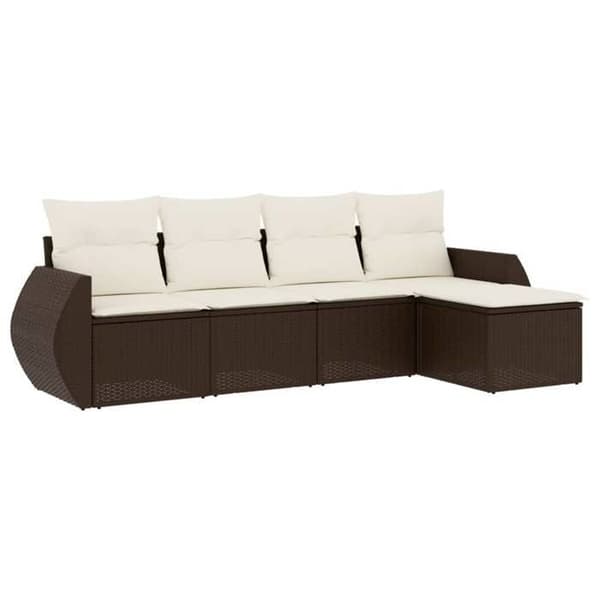 Maison Exclusive - Trädgårdsmöbler med kuddar 5 delar brun flätad resin