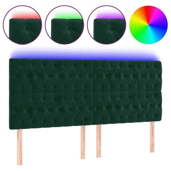 Maison Exclusive - LED-huvudgavel Mörkgrön 200x7x118/128 cm Sammet mörkgrön