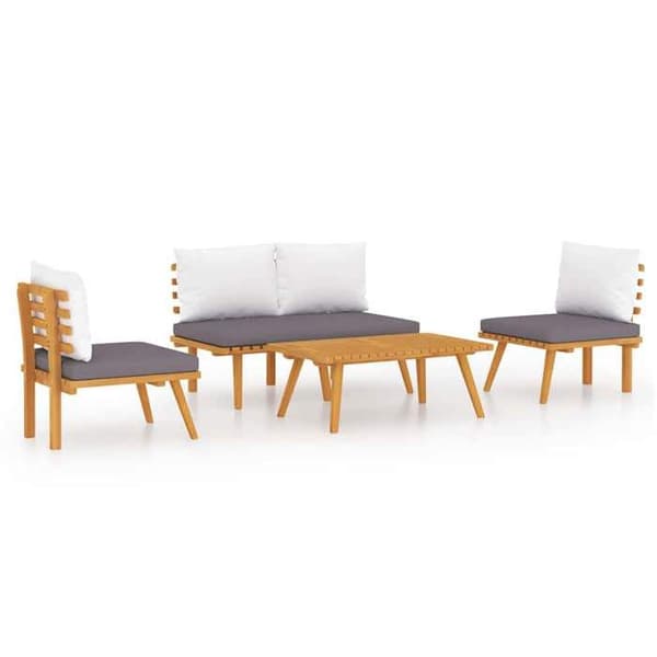 Maison Exclusive - Havegruppe 4 stk med puder i solid akacietræ