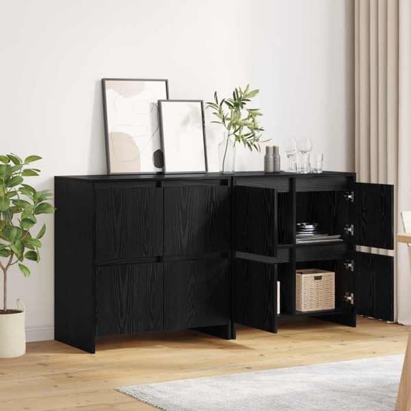 Maison Exclusive - Buffeter 2 stk Sort eg 70 x 41 x 75 cm Ingeniørtræ svart ek
