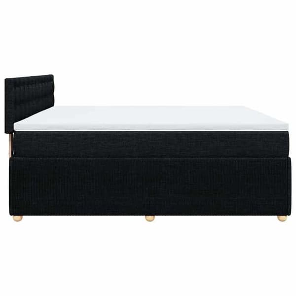 Maison Exclusive - Sengebund med lameller og madras sort 200x200 cm stof