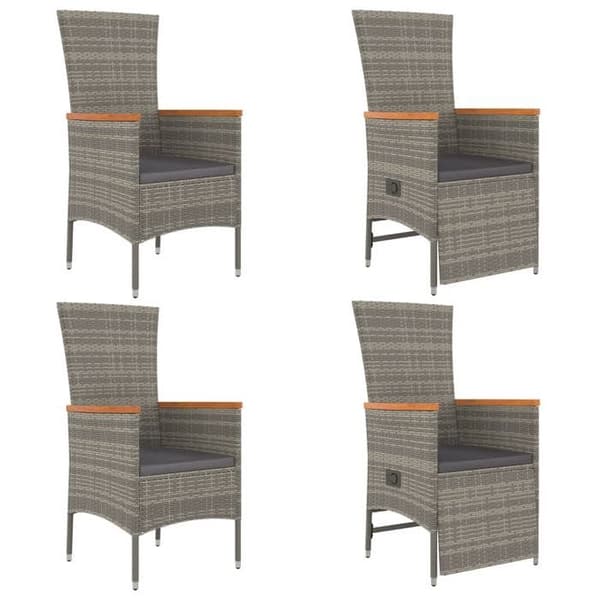 Maison Exclusive - Trädgårdsset 5 delar med grå kuddar i flätad resin