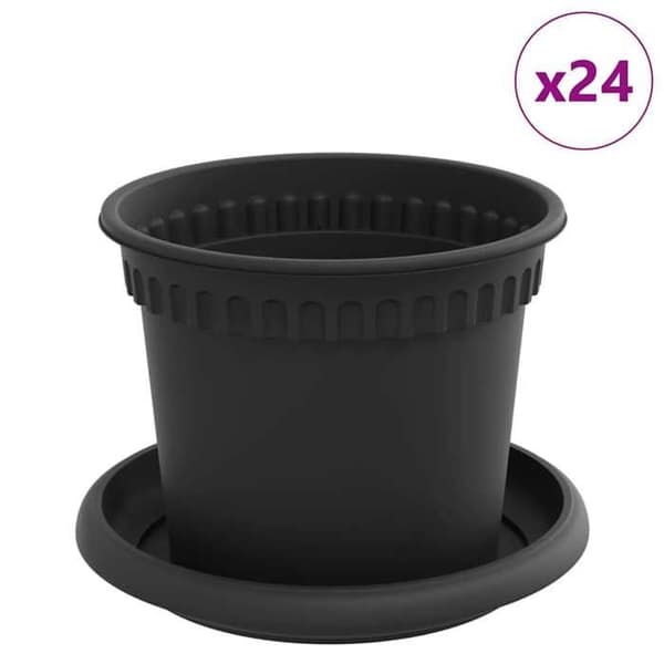 Maison Exclusive - Växtkrukor 24 st Svart Plast
