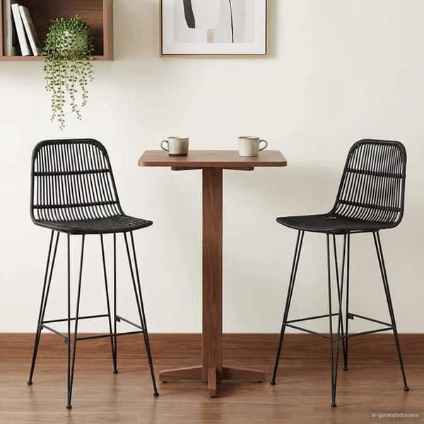 Baari stool - MAISON EXCLUSIVE - 44 x 55 x 109 cm - Rottinki & Teräs - Musta - 2 kpl Svart