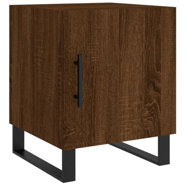 Sängbord - 2 st - Mörk ek - Ingenjörsträ - Metallben Brun ek