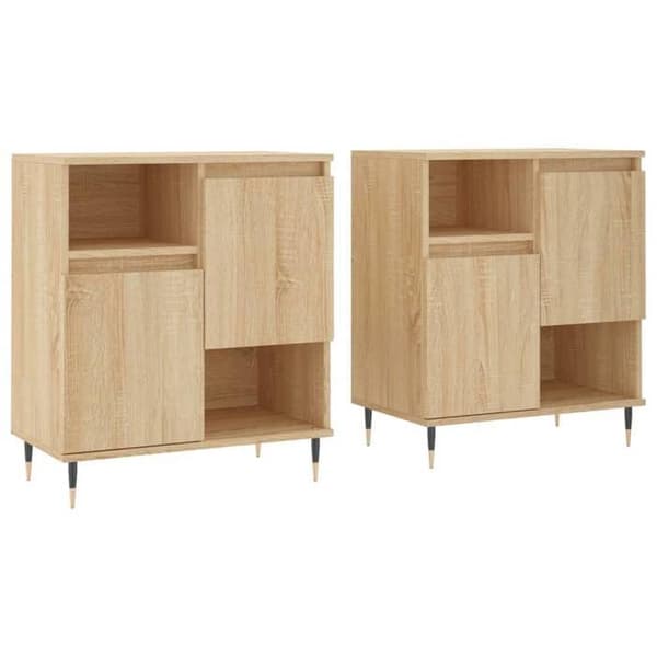 Maison Exclusive - Buffeter 2 stk. egetræ sonoma ingeniørtræ Sonoma ek