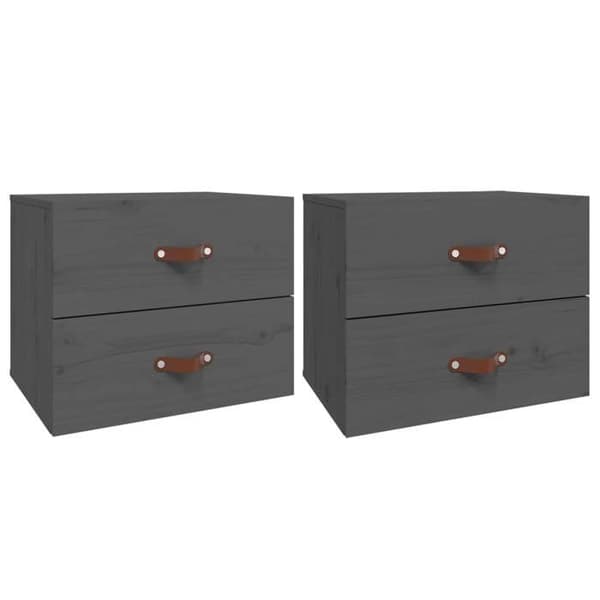 Maison Exclusive - Seinälle kiinnitettävät yöpöydät 2 kpl Harmaa 50x36x40 cm grå