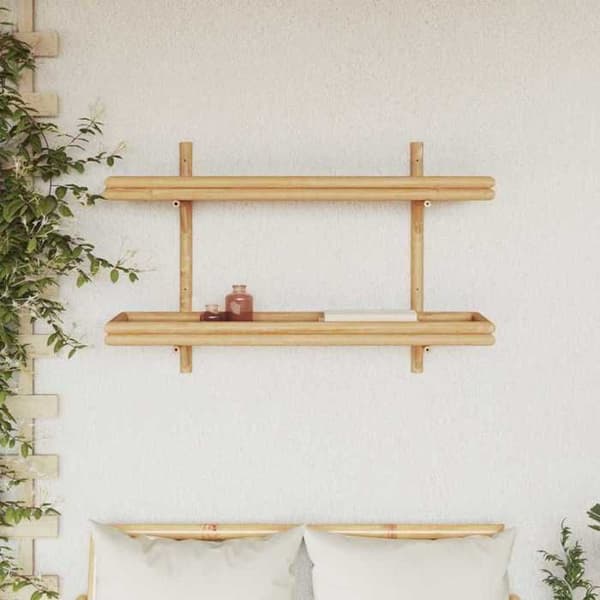 Vägghylla - EXKLUSIV HEM - Väggmontering - Bambu - 100 x 26 x 60 cm - Brun brun