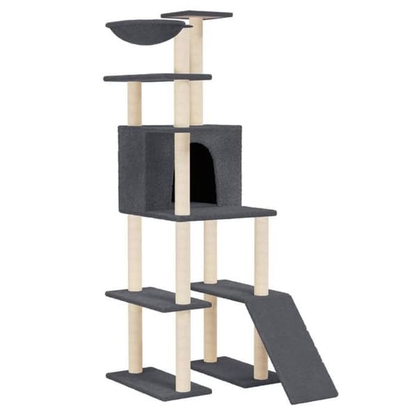 Maison Exclusive - Kattträd med sisal klöstrumpor Mörkgrå 166 cm Mörkgrå