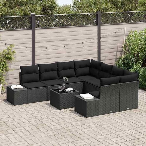 Maison Exclusive - 9 stk. have-sofa sæt i sort polyrotin