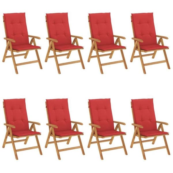 Maison Exclusive - Fällbara lutande fåtöljer med kuddar 8 st massiv teak