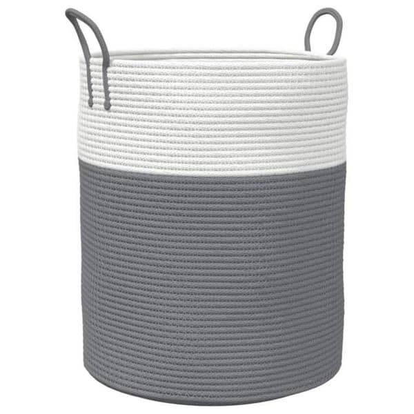 Maison Exclusive - Opbevaringskurv grå og hvid Ø38x46 cm bomuld Grå och vit