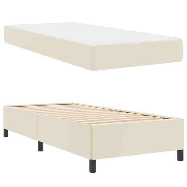 Maison Exclusive - Sängram med madrass Crème 90 x 190 cm tyg