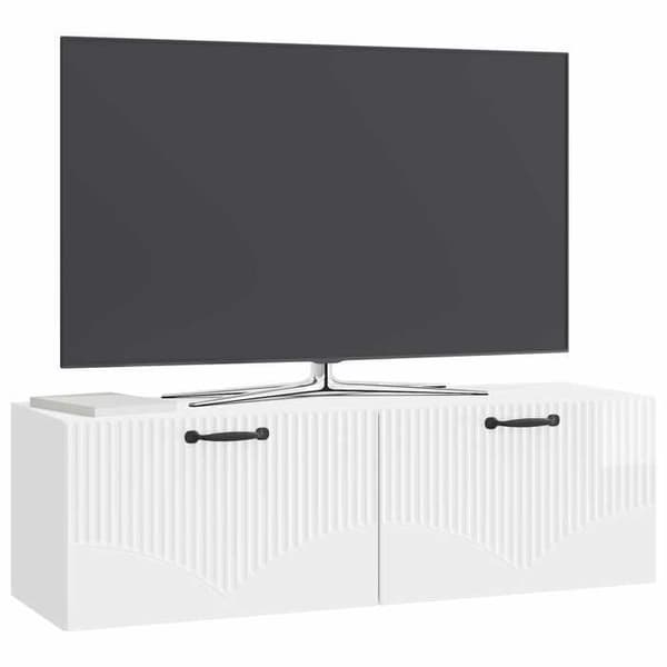 Maison Exclusive - Väggmonterad TV-möbel Väggmontering Vit glansig 98 x 31 x 30 cm