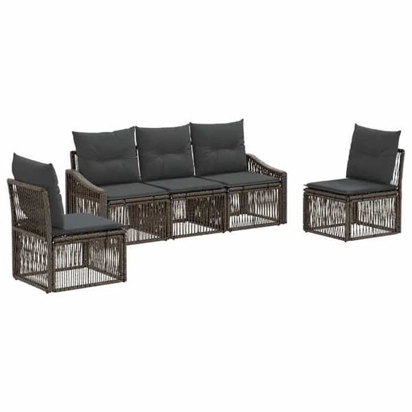 Maison Exclusive - 5 osan puutarhakalustesetti, harmaa polyrottinki