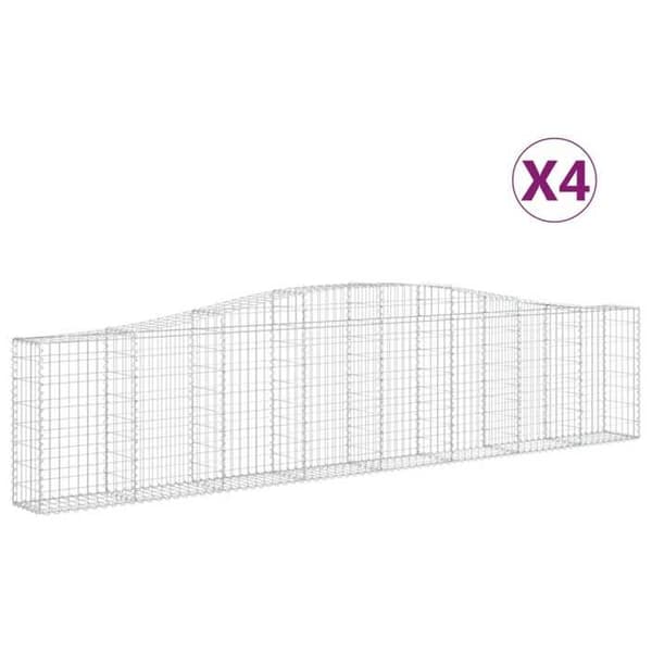 Gabionkorgar - Arqués - 4 st - 400×30×80/100 cm - Galvaniserat järn 3,5 mm silver-