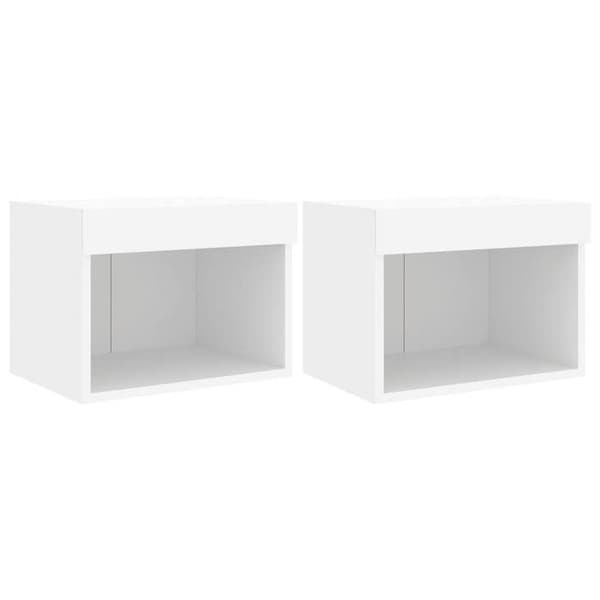 Maison Exclusive - Väggmonterade sängbord med LED-lampor 2 st vit Vit