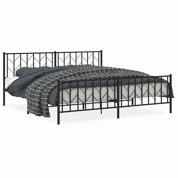 Maison Exclusive - Metal sengestel uden madras med sorte ben 193x203cm