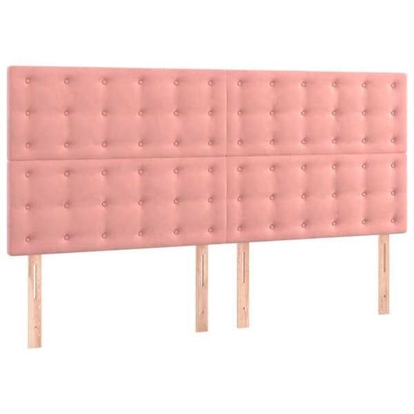 Maison Exclusive - Sängbotten med ribbor och madrass Rosa 200x200 cm Sammet