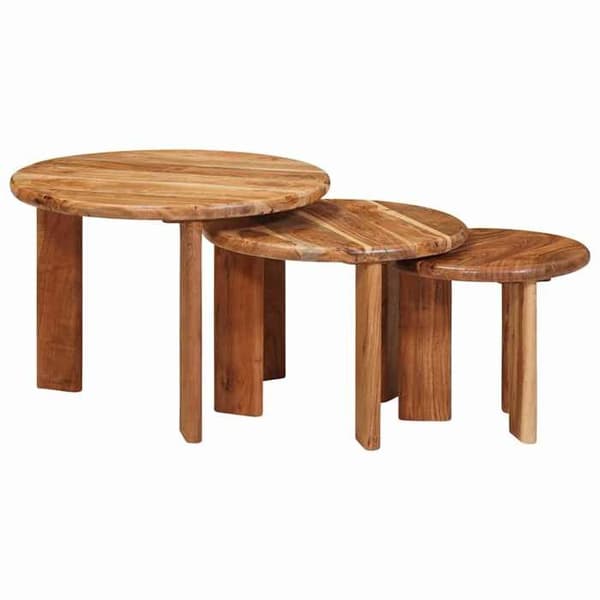 Maison Exclusive - 3-delad set av stapelbara soffbord Brun Ø 54 x 40 cm