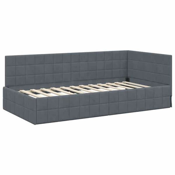 Maison Exclusive - Mörkgrå hörnsängram 100 cm x 200 cm Sammet