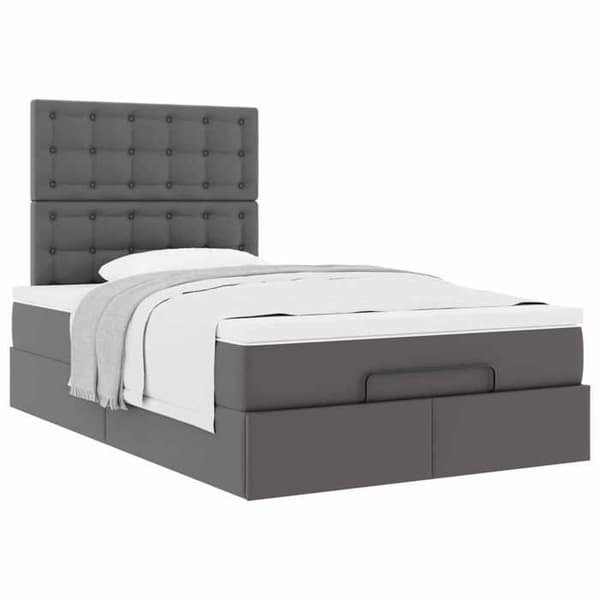 Maison Exclusive - Ottoman sengestel med grå madras 120x190 cm i kunstlæder grå