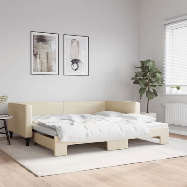 Maison Exclusive - Sovesofa med udtræksseng creme 100x200 cm stof