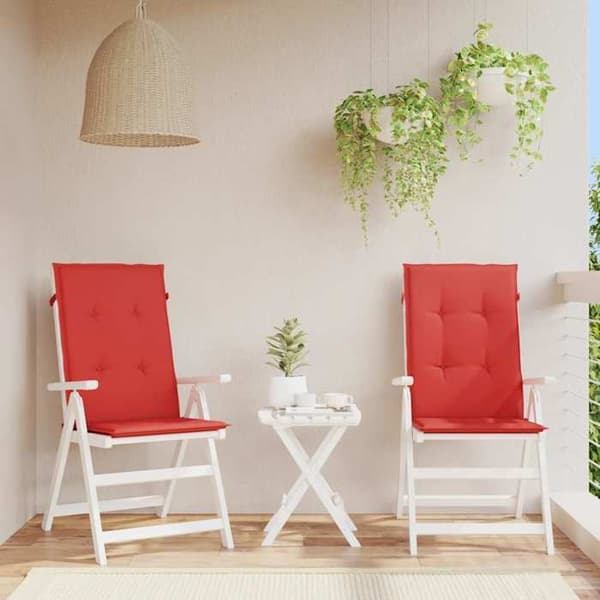 Maison Exclusive - Hög ryggstolskuddar för trädgård, set om 2, röd tyg