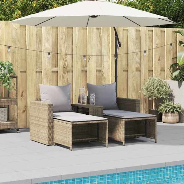Maison Exclusive - Havegruppe 5 stk med stabelbare puder i beige polyrotin