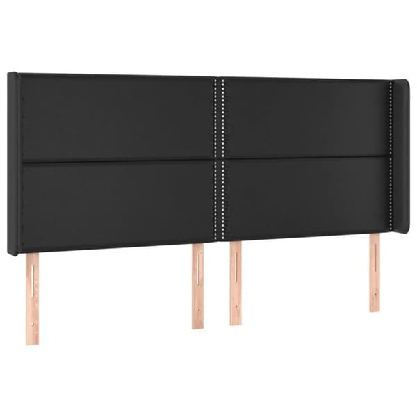 Maison Exclusive - LED Hovedgærde Sort 203x16x118/128 cm Syntetisk Læder