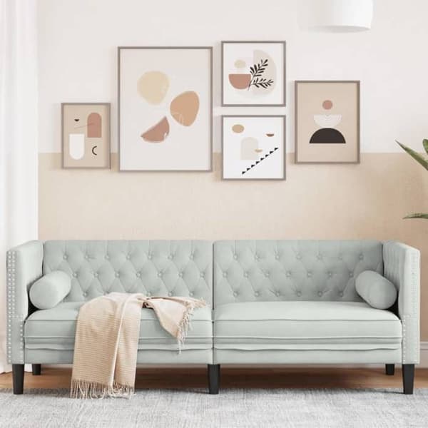 Maison Exclusive - Chesterfield sofa med puder 3 personer lys grå velour