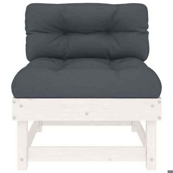 Maison Exclusive - Centrala soffor med kuddar 2 st vit massiv furu
