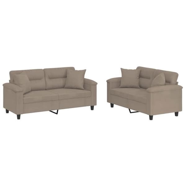 Maison Exclusive - 2-delars soffgrupp med kuddar i taupe mikrofiber