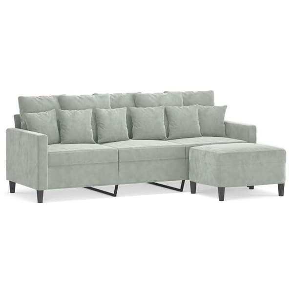 Maison Exclusive - 3-sitssoffa med fotpall Ljusgrå 180 cm Sammet