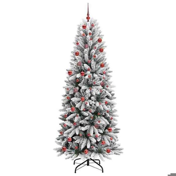 Kunstigt juletræ - EKSKLUSIV HUS - 210 cm - Sne hvid - Varm hvid LED - Foldbare grene Vit