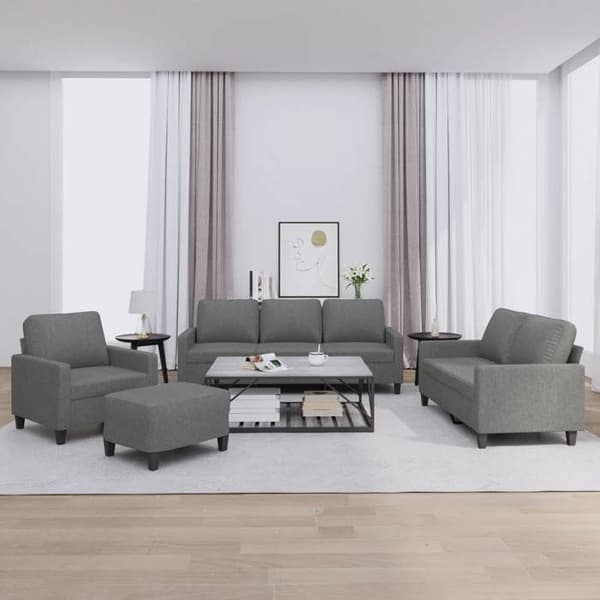 Maison Exclusive - Sæt af 4 sofaer med puder Mørkegrå Stof
