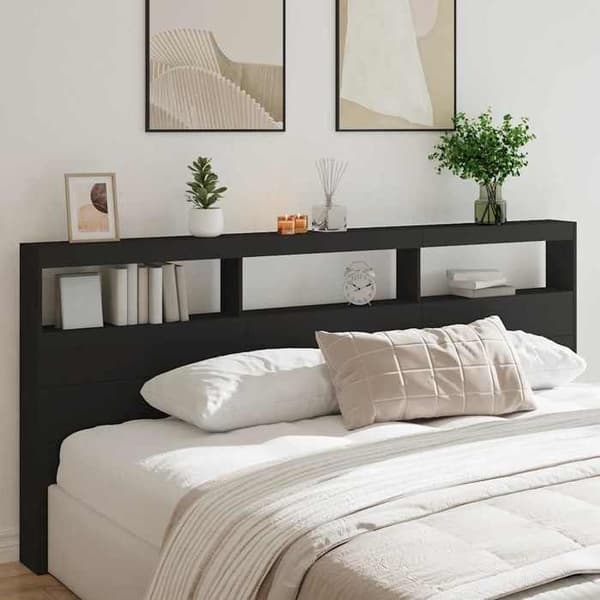 Maison Exclusive - Senghovedgærde med LED sort 220x17x102 cm