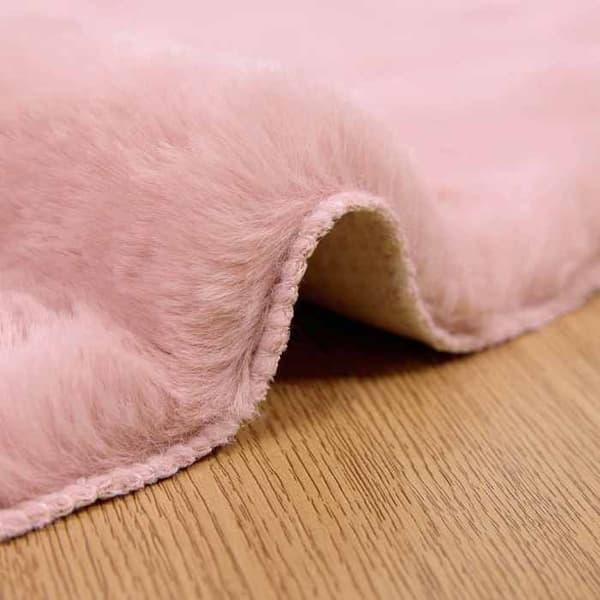 Tæppe - MAISON EXCLUSIVE - OLITE - Falsk pels polyester - Ø 80 cm - Skridsikker bagside Ros