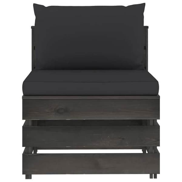 Maison Exclusive - Central sektionell soffa med kuddar, trä impregnerat i grått