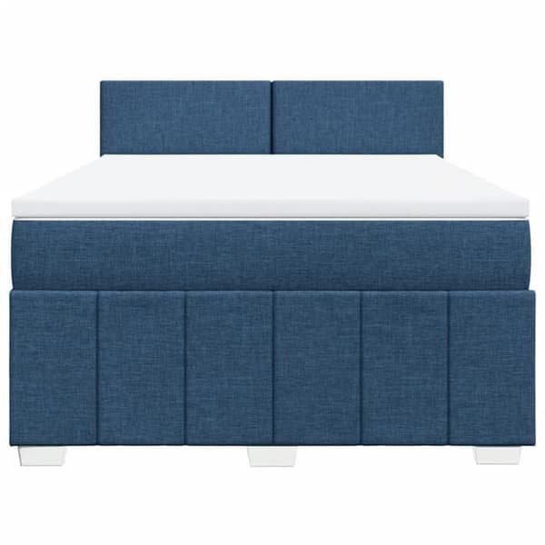 Maison Exclusive - Seng med lameller og madras Blå 160x200 cm Stof