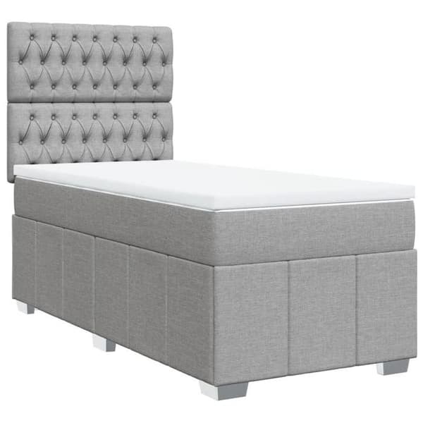 Maison Exclusive - Seng med lameller og madras Grå lys 100x200cm Stof